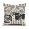 Retro Motorcycle Girls Linen Pillow Cover by Axyaa