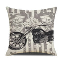 Retro Motorcycle Girls Linen Pillow Cover by Axyaa