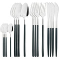 Axyaa Black Gold Mirror Stainless Steel Cutlery Set Dinnerware Flatware Knife Spoon Fork
