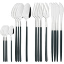 Axyaa Black Gold Mirror Stainless Steel Cutlery Set Dinnerware Flatware Knife Spoon Fork