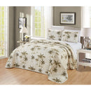 Axyaa Tropical Palm Tree Queen Size Quilt Set Reversible Bedspread Coverlet Beige
