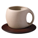 Axyaa 8oz Vintage Ins Style Beige Ceramic Mug Set with Wooden Tray & Coaster