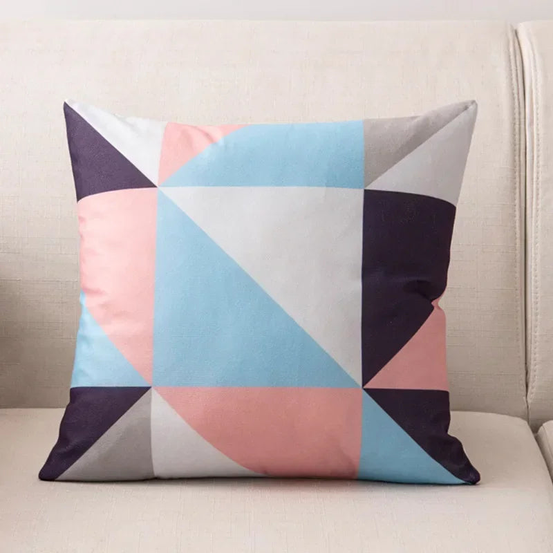 Nordic Cartoon Print Pillow Cover for Axyaa Square Cushion Sofa Decor