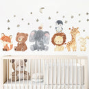 Axyaa Cute Africa Animals Wall Stickers for Kids Room - Elephant, Giraffe, Bear, Fox