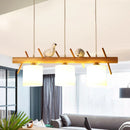 Axyaa Nordic Wood Birds Chandelier: Log Style Lighting Fixtures for Home Decor