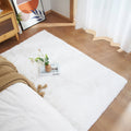 Axyaa Ultra Soft Faux Rabbit Fur Rug - Gray Fluffy Living Room Bedroom Carpet
