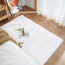 Axyaa Ultra Soft Faux Rabbit Fur Rug - Gray Fluffy Living Room Bedroom Carpet