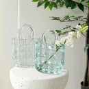 Axyaa Clear Glass Vase Handbag for Floral Arrangements & Home Decor