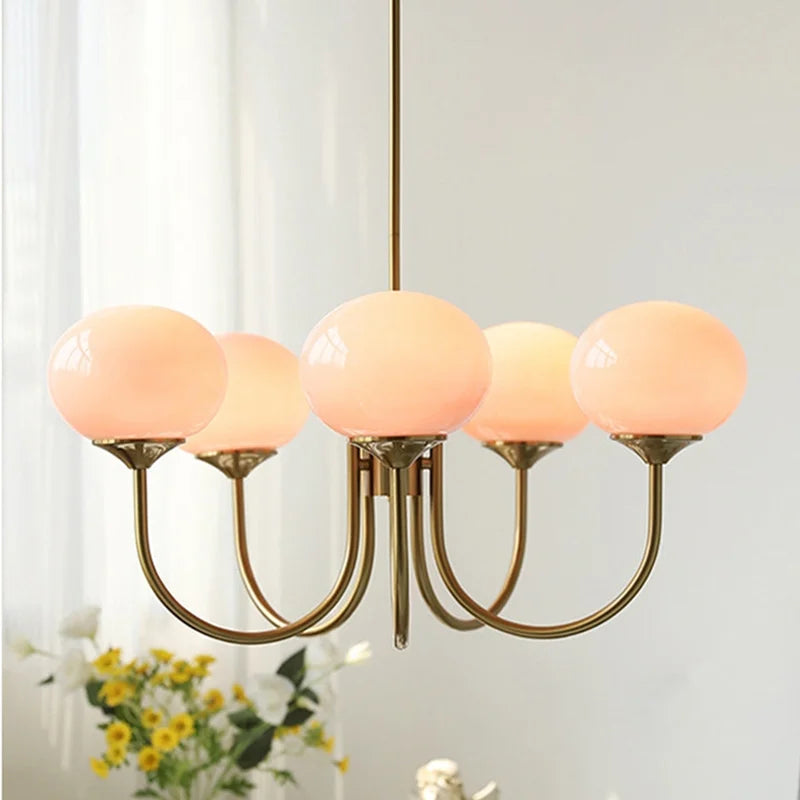 Nordic Pink Chandelier by Axyaa: Art Glass Lights for Warm, Romantic Spaces