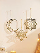 Acrylic Ramadan Hanging Ornaments by Axyaa - Eid Mubarak Decor, Gold Moon Crafts