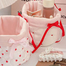 Axyaa Quilted Cotton Bow Organizer Box: High-capacity Round Storage Frame