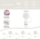 Axyaa Cup Set: 9 Straws, Brush, Flower Charm, 3 Stoppers, Cover Boot