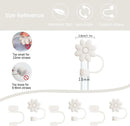 Axyaa Cup Set: 9 Straws, Brush, Flower Charm, 3 Stoppers, Cover Boot