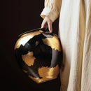 Axyaa Gold Foil Ceramic Vase for Flower Arrangements & Home Decor