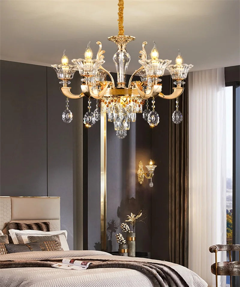 Luxury Gold Crystal Wall Sconce LED Lamp for Home, Bedroom, Living Room by Axyaa