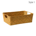 Axyaa Natural Rattan Storage Basket with Handles - Breathable & Sturdy Rectangle Display Box
