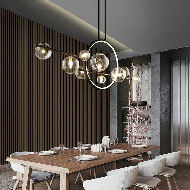 Axyaa Black Ring LED Pendant Light for Dining Room and Kitchen