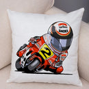 Axyaa Cartoon Sport Motorcycle Cushion Cover - Super Soft Plush Pillow Case