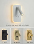 Axyaa LED Wall Sconce Reading Light with USB Ports & Adjustable Spotlight