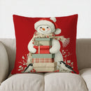 Axyaa Snowman & Gifts Christmas Pillow Cover for Sofa, Bedroom, Car