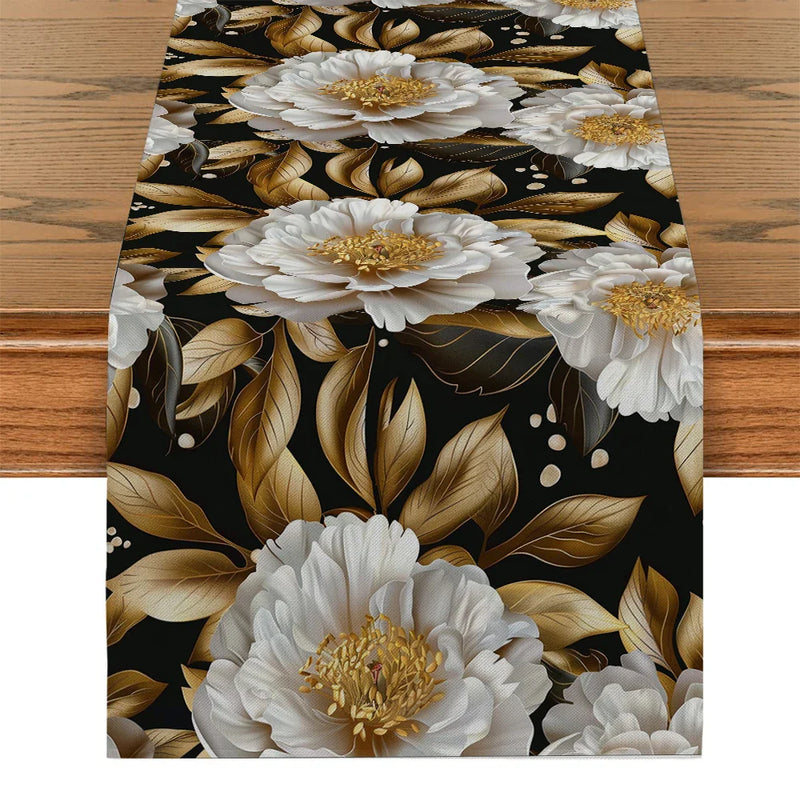 Axyaa 3D Effect Floral Table Runner for Farmhouse Dining Decor