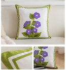 Axyaa Floral Embroidery Canvas Cushion Cover - Countryside Decorative Throw Pillowcase