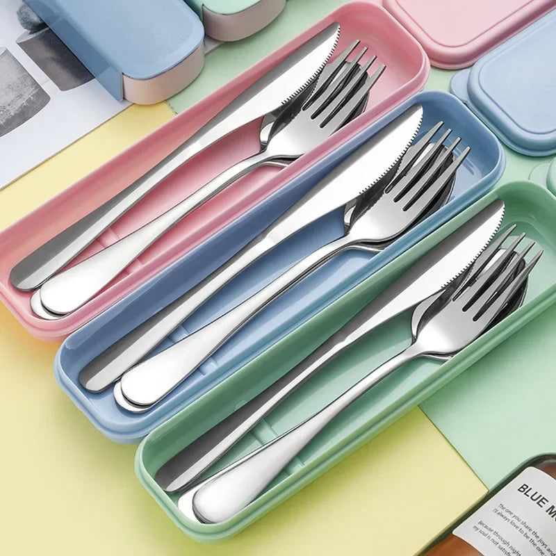 Axyaa Stainless Steel Tableware Set - Spoon, Knife, Fork - Simple and Portable for Home or Dorm