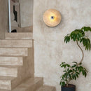 Axyaa Wabi Sabi LED Wall Lamp Circular Yellow Travertine Bedroom Bathroom Mirror Light