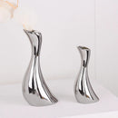 Axyaa Electroplated Silver Ceramic Vase, Streamline Shape for Dried Flowers