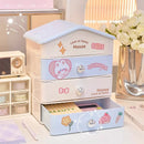 Axyaa Cute House Storage Box: Multi-functional Cosmetic Organizer & Desk Office Stationery Rack