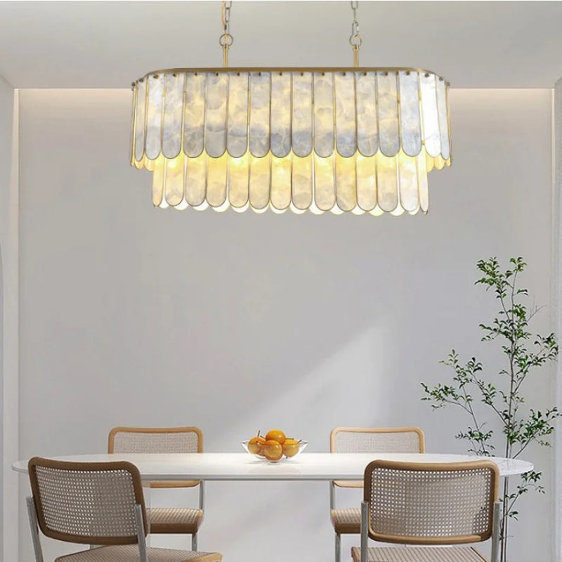 Axyaa Shell Pendant Chandelier LED Ceiling Light for Home Lighting