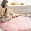 Pink Faux Fur Round Rug Axyaa - Soft Area Carpet for Nursery, Bedroom, Living Room