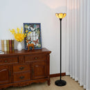 Axyaa Stained Glass Torchiere Floor Lamp Antique Industrial Style Standing Light