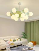 Axyaa Green Bean Molecule Chandelier: Modern French Cream Style for Warm & Romantic Living Rooms
