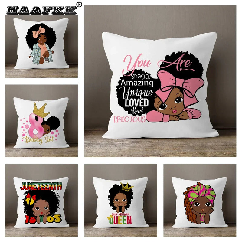 Axyaa Cartoon Girl Pillow Case: Soft Short Plush Cushion Cover for Sofa & Home Decor