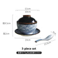 Axyaa Hand-painted Ceramic Rice Bowl with Lid