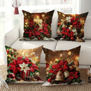 Axyaa Christmas Flower Candle Bell Pillow Cover for Living Room Home Decor