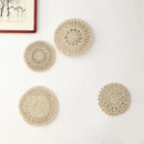Rattan Straw Wall Hanging Decor by Axyaa - Handmade Round Frame Ornament & Table Mat
