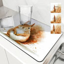 Axyaa Watercolor Squirrel Cartoon Absorbent Drying Mat, Antiskid & Quick Dry