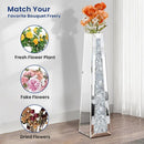 Axyaa Silver Crushed Diamond Floor Vase: Stylish Crystal Mirrored Decor for Living Room