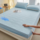 Waterproof Washed Cotton Fitted Sheet for King Mattress, Axyaa Thicken Protector in White.