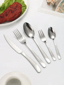 Axyaa Stainless Steel Silver High-End Star Diamond 30pc Tableware Set for Luxury Dining