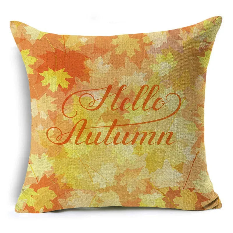 Axyaa Autumn Print Style Thanksgiving Pillow Case - Decorative Plant Cushion Cover