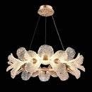 Axyaa Glass Flower Chandelier: Modern Round LED Pendant Light for Living & Dining Room