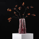 Axyaa Wrinkled Ceramic Vase with Artificial Flowers for Stylish Room Decor