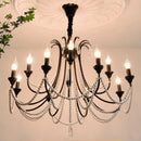 Axyaa Black Crystal Chandelier: Romantic Living Room Pendant Lamp LED E14 Hanging Light