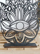 Black Wooden Hamsa Hand Evil Eye Desk Decor by Axyaa