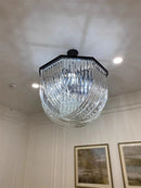 Axyaa Black Glass Pendant Crystal Chandelier for Home, Hotel, Bar, and Restaurant
