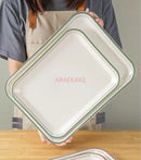 Axyaa Melamine Rectangular Tray Set for Serving Meals, Cakes, and Bread