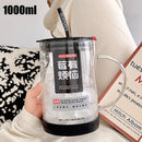 Axyaa Large Glass Measuring Cup with Lid and Handle - Clear Scale Multifunction Mug
